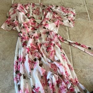 Calvin Klein Flutter Sleeve Faux Wrap dress Berry